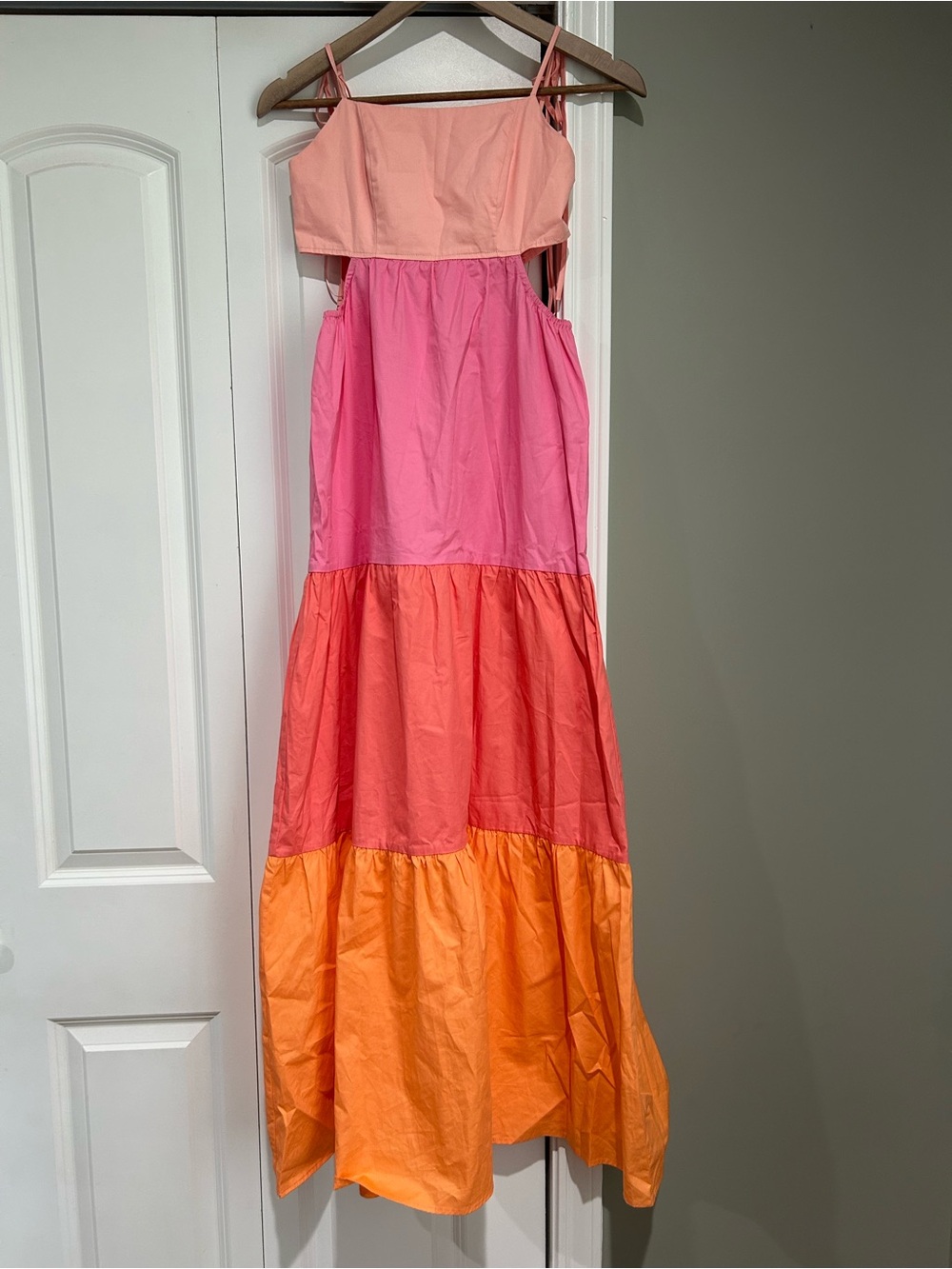 Altar'd State Peach, Pink & Orange Tiered Maxi Dress